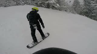 Dima Wais snowboarding in snowfall Bansko ski  2018