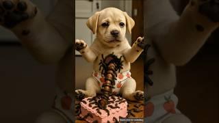 The dog ate ants along with cake #shorts #ai #dog #puppy #icecream #cake