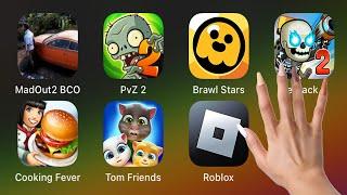 Madout 2,Plants vs Zombies,Brawl Stars,Jetpack Joyride 2,Cooking Fever,My Talking Tom Friends,Roblox