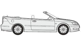 How to Draw a Saab 9-3 Cabriolet / Как нарисовать Saab 9-3 Cabriolet