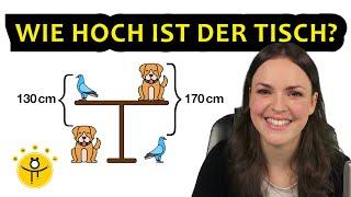 Mathe RÄTSEL Tiere – Wie hoch ist der Tisch?