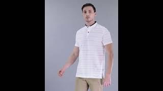 Striper Stand-Up Collar Polo Shirt- White