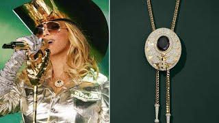 Beyoncé's Debuts Bolo Necklace with Massive Black Diamond and Queen Bee Motif During Cowboy Carter