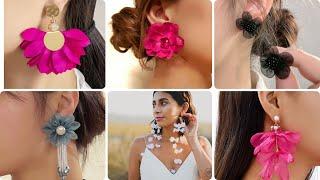 #fabric DIY petals drop earrings #cute handmade earrings collection