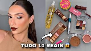 MONTEI UM KIT DE MAKE DE 10 REAIS! TESTANDO MAQUIAGENS DE 10 REAIS! ME SURPREENDI COM O RESULTADO!!