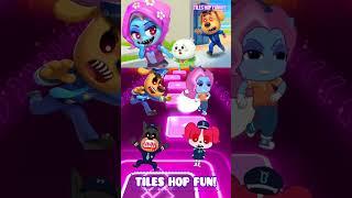 SHERIFF LABRADOR EXE vs SHERIFF PAPILLON vs DOBIE EXE X Coffin Dance Tiles Hop #shorts