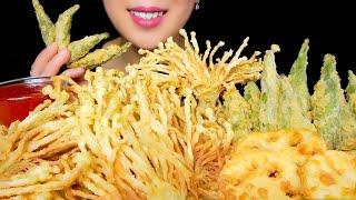 FRIED VEGGIES ASMR: CRUNCHY DEEP FRIED ENOKI MUSHROOMS, FRIED OKRAS,  FRIED LOTUS ROOT  |TracyN ASMR