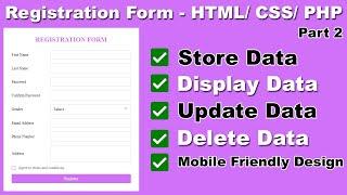 How to Create a Registration Form in HTML/ CSS and PHP | Responsive Registration Form in HTML & CSS