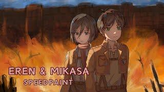 Eren x Mikasa Attack on Titan Fanart | Krita Speedpaint