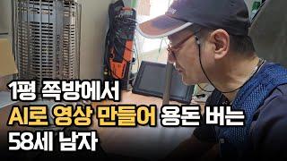 1평 창고에서 먹고 자면서 AI로 숏폼 영상 만들어 돈 버는 58세 아버지