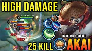 25 Kills!! Next Level Play Akai Best Build Damage!! - Build Top 1 Global Akai ~ MLBB