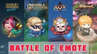 BATTLE EMOTE COMPARISON - MLBB VS AOV VS LOL Wild Rift VS Onmyoji Arena