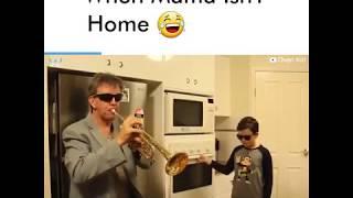 When mama isn't home | Oven kid | Father and son playing music in kitchen | Viral video