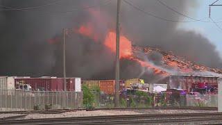 Firefighters spend eight hours putting out Madison, Illinois warehouse fire