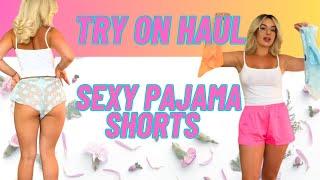 Sexy Pajama Shorts Try-On Haul | Pink Silk, Lace Orange, and Blue Lace with Silk | Kristine Maia