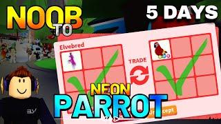 TRADING From RIDE POTION to (Neon) PARROT in 5 DAYS! Adopt Me