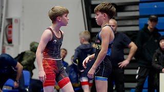 U13 Jasin Amerkhanov (DEN) vs Gleb Galat (EST) 38kg. Greco-roman boys youth wrestling.