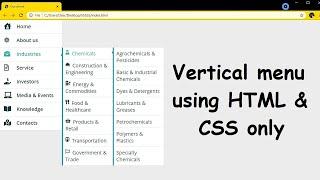 How to make vertical dropdown menu using  HTML and CSS only.  Tutorial for beginners.