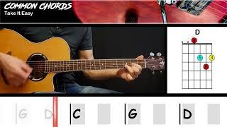 Take It Easy (ver1) - Eagles | EASY GUITAR CHORDS | Common Chords