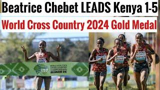 Beatrice Chebet LEADS KENYA 1-5 SWEEP @ 2024 Senior Women WORLD Cross Country  Belgrade Serbia