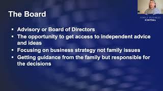 Family Business 201 Series - Business Governance