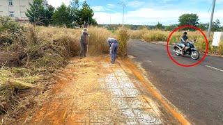 The man had a BAD ATTITUDE when he saw us filming a video of cleaning the sidewalk | Clean Up Lawn