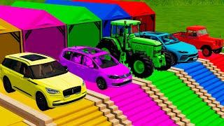 TRANSPORTING FIVE COLOR VOLKSWAGEN, LAMBORGHINI URUS, JOHN DEERE, LINCOLN, SANTANA Farming Simulator