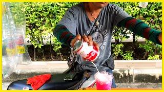 ICED THAI PINK MILK FROM STREET VENDOR | PINK MILK VENDOR ON MOTORCYCLE