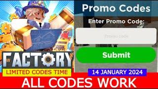 *ALL CODES WORK* Factory Simulator ROBLOX | LIMITED CODES TIME | 1/14/2024