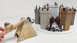 Magnetic Catapult VS Castle of Minas Tirith (LOTR Battle) | Magnetic Games