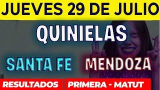 Quinielas Primera y matutina de Santa fé y Mendoza Jueves 29 de Julio