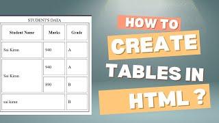 "HTML Tables Explained | Learn to Create Tables in HTML with Examples"