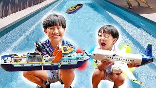 Yejun Sink or Float Water Play with Build Lego Block Toys for Kids