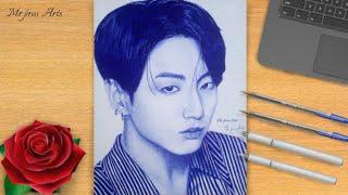 Ballpoint pen drawing of Bts- jungkook ;mr pros arts