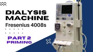 How to Prime blood tubing and dialyzer (4008 S ) Fresenious machine