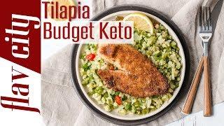 Keto Seafood Dinner On A Budget($4.60) -  Crispy Tilapia & Veggie Couscous