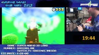 Super Mario 3D Land  - Speed Run in 1:02:51 by Greenalink at Awesome Games Done Quick 2013 [3DS]