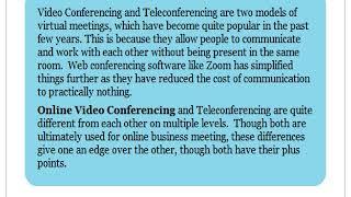 Video Conferencing VS Teleconferencing