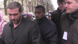 Kanye West attending 2014 Balenciaga fashion show in Paris