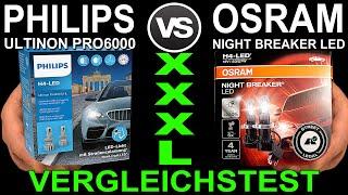  PHILIPS Ultinon PRO6000 vs OSRAM Night Breaker LED Testbericht  Vergleichstest Helligkeit Messung