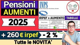  PENSIONI  TUTTE LE NOVITÀ UFFICIALI 2025 ️ IMPORTI +260€ IRPEF RIVALUTAZIONE INPS AUMENTI QUOTE