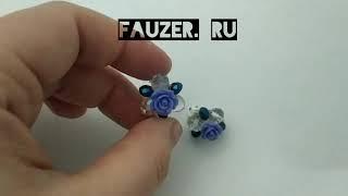 Клипсы для ушей из бисера и цвето ручной работ Fauzer