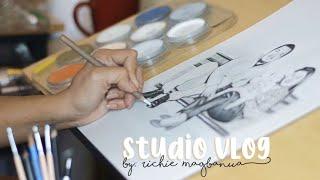 ASMR 1 HOUR DRAW/WORK WITH ME  Final touches, spraying fixative, framing, packing order