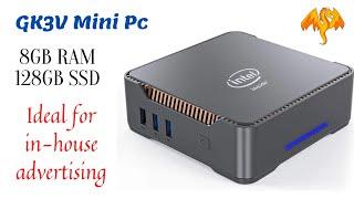 GK3V Windows Mini PC Intel Celeron J4125 Windows 11 Pro 8GB DDR4 RAM 128GB SSD Dual Wifi 1000M LAN