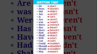 Verb Changes In Question Tag #english #questiontag #shorts