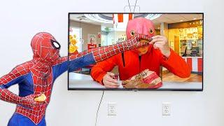 SpiderMan Team vs Magic Television in New House ( Funny Comedy )