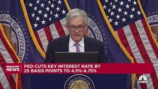 Federal Reserve Chair Powell speaks after Fed cut interest rates by a quarter point