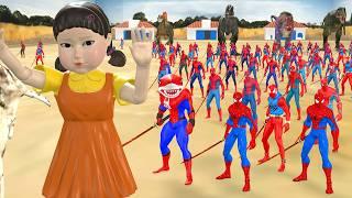 Siêu nhân nhệnTeam Spider Man sword Challenge vs Squid Game Season 2 Rescue team 5 Pro Superheroes