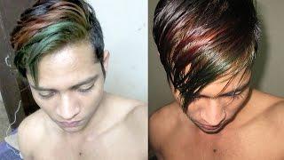 How i color my hair gray Green, Red, and Orange full tutorial diy