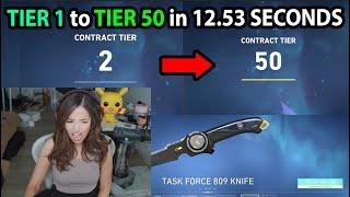 POKIMANE got TIER 1 to TIER 50 BATTLEPASS in 12.53 SECONDS